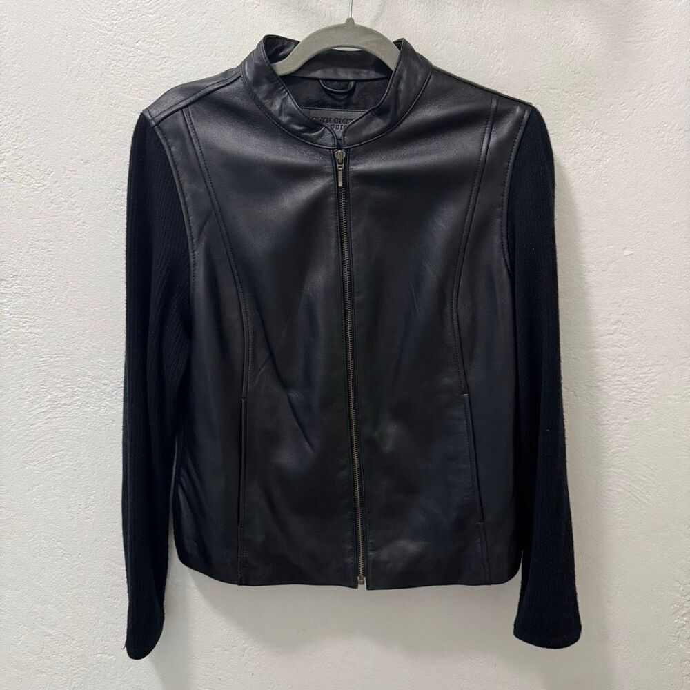 Jaclyn Smith Classic 2010s Leather & Fabric Full Zip Bomber Jacket XL